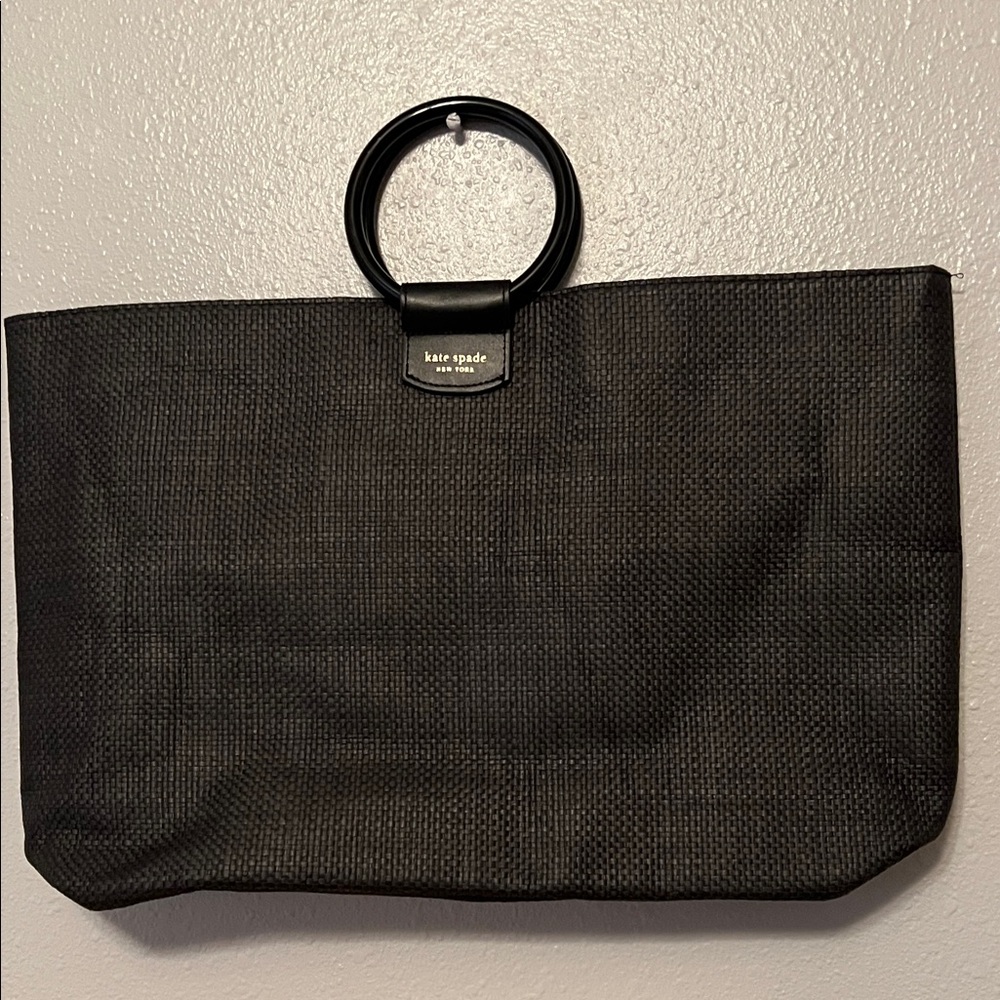 Kate Spade Black Textured/woven tote. 20x12x5.5